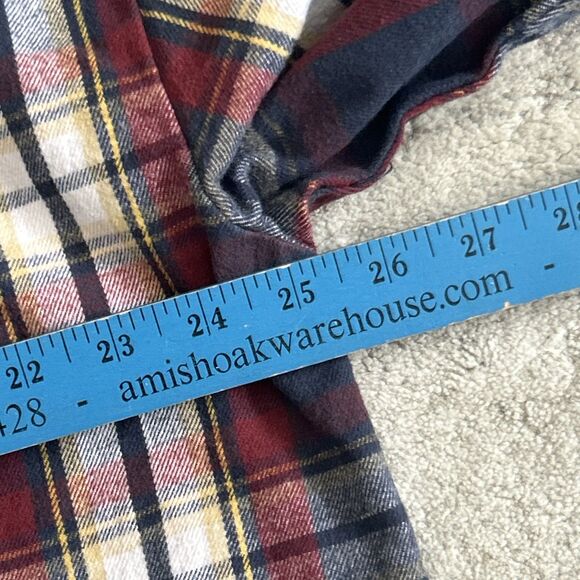 Taxi Shirt Womens XL Plaid Flannel Navy Maroon Button Front Pockets Heavyweight - Picture 8 of 9